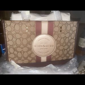 Coach Dempsey Jacquard Bag Brown/Mauve